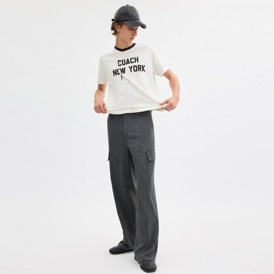 Calças COACH Tailored Masculino Cinzentas | 60857DUBX