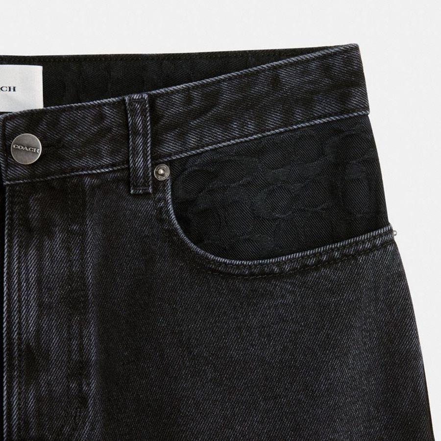 Calças COACH Taper Jeans In Organic Cotton Masculino Pretas | 71930UOLK