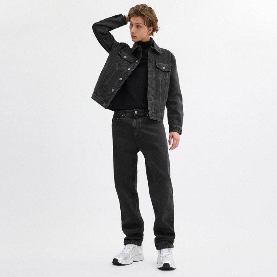 Calças COACH Taper Jeans In Organic Cotton Masculino Pretas | 71930UOLK
