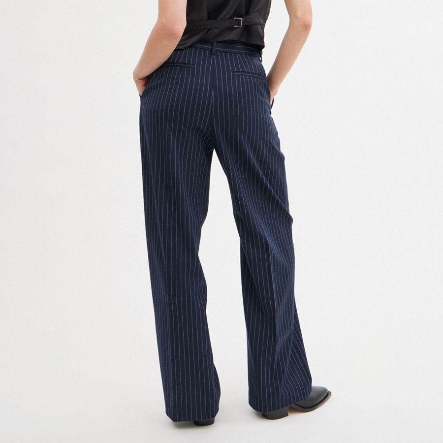 Calças COACH Wide Leg Trousers Feminino Azul Marinho | 48629NSAE