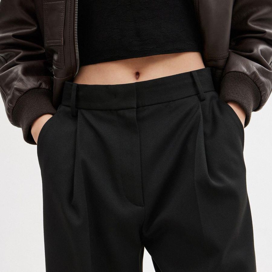 Calças COACH Wide Leg Trousers Feminino Pretas | 37201UOVT