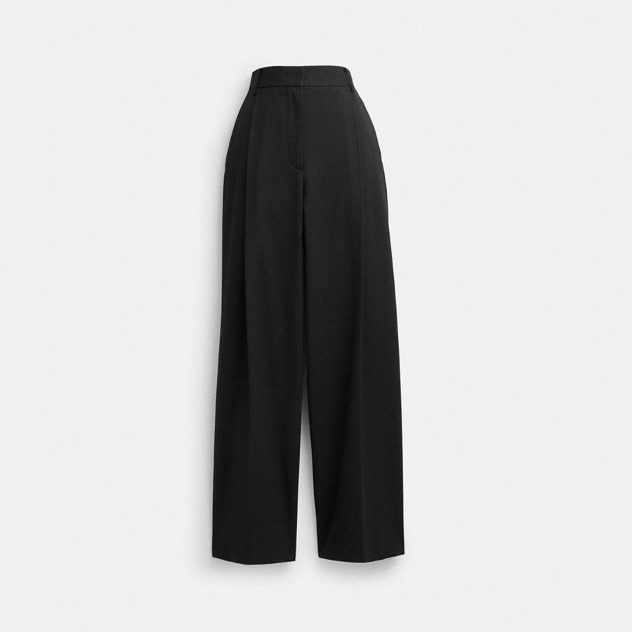 Calças COACH Wide Leg Trousers Feminino Pretas | 37201UOVT
