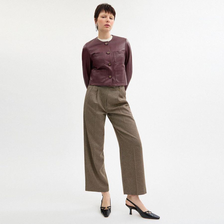 Calças COACH Wool Feminino Marrom | 17820MDWR