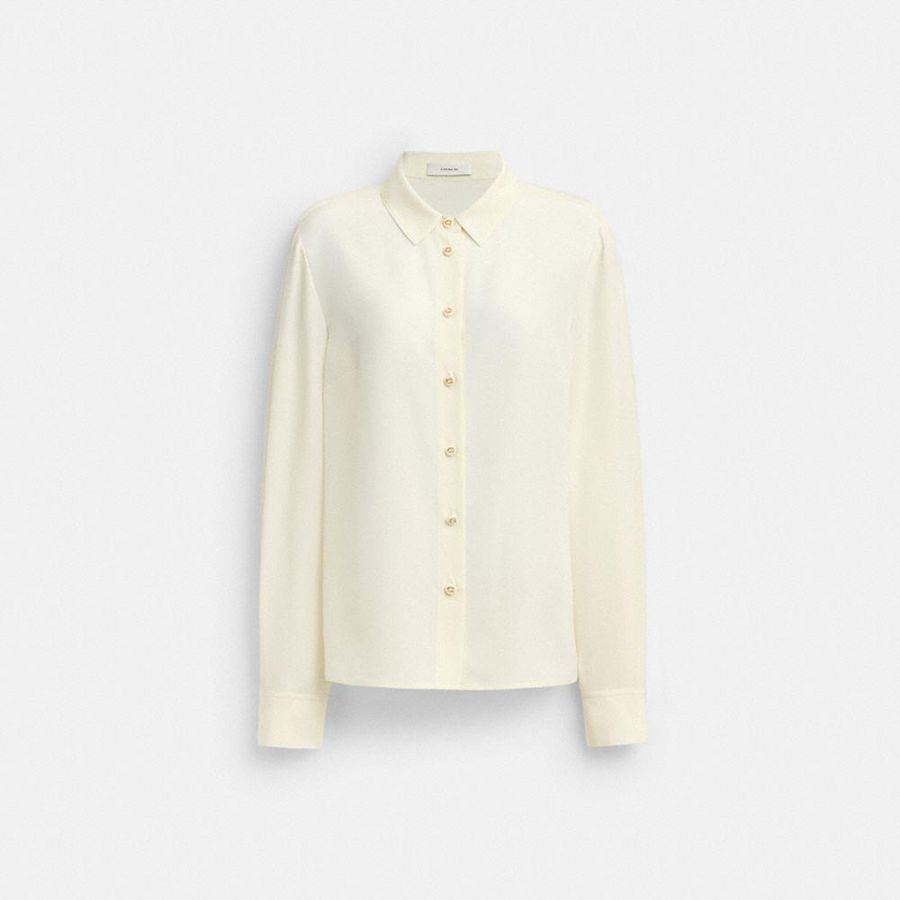 Camisa COACH Blouse Feminino Branco | 25860VGQX