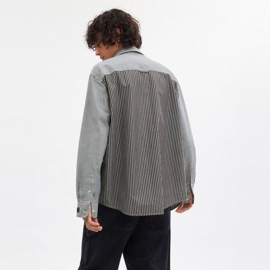 Camisa COACH Button Down Masculino Cinzentas | 78341JEQM