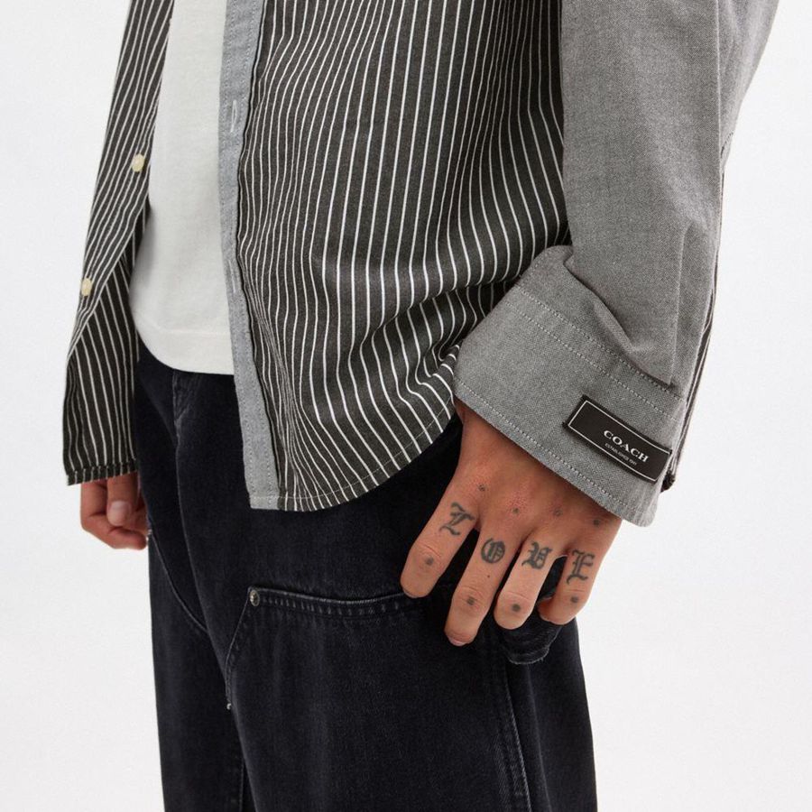 Camisa COACH Button Down Masculino Cinzentas | 78341JEQM