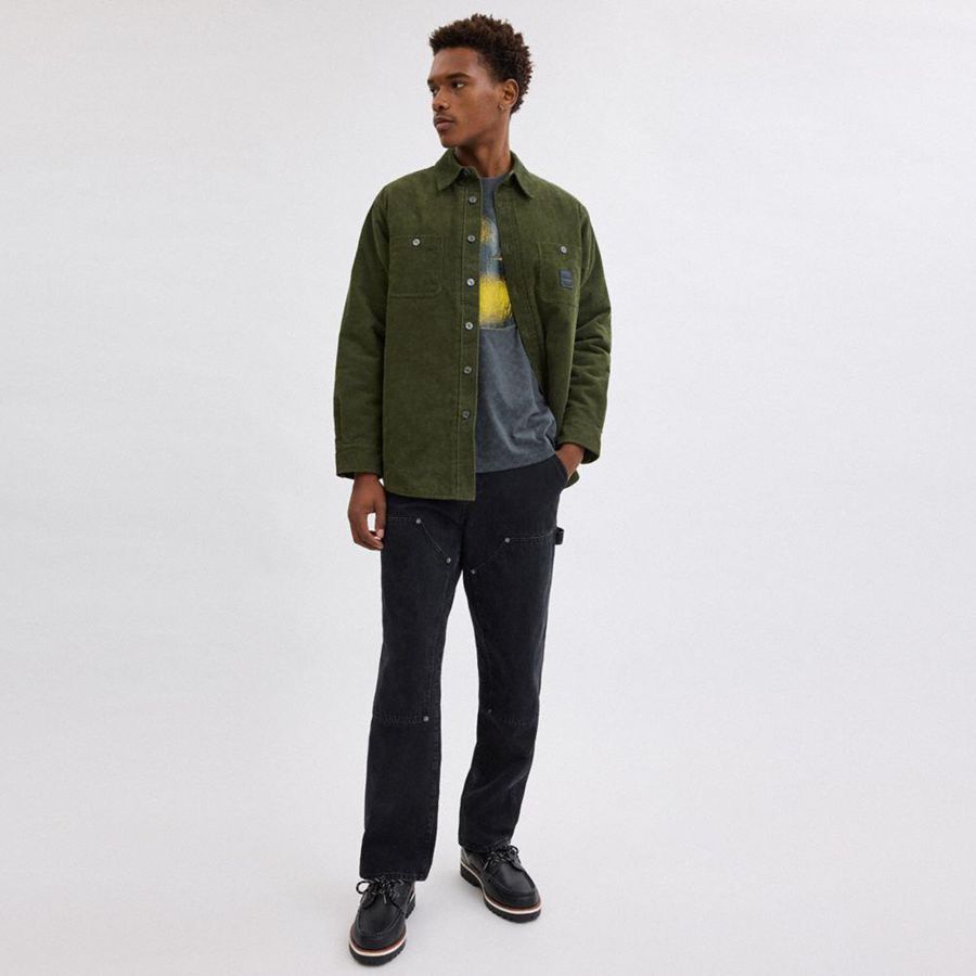 Camisa COACH Corduroy Jacket Masculino Verde Oliva | 89312AONI