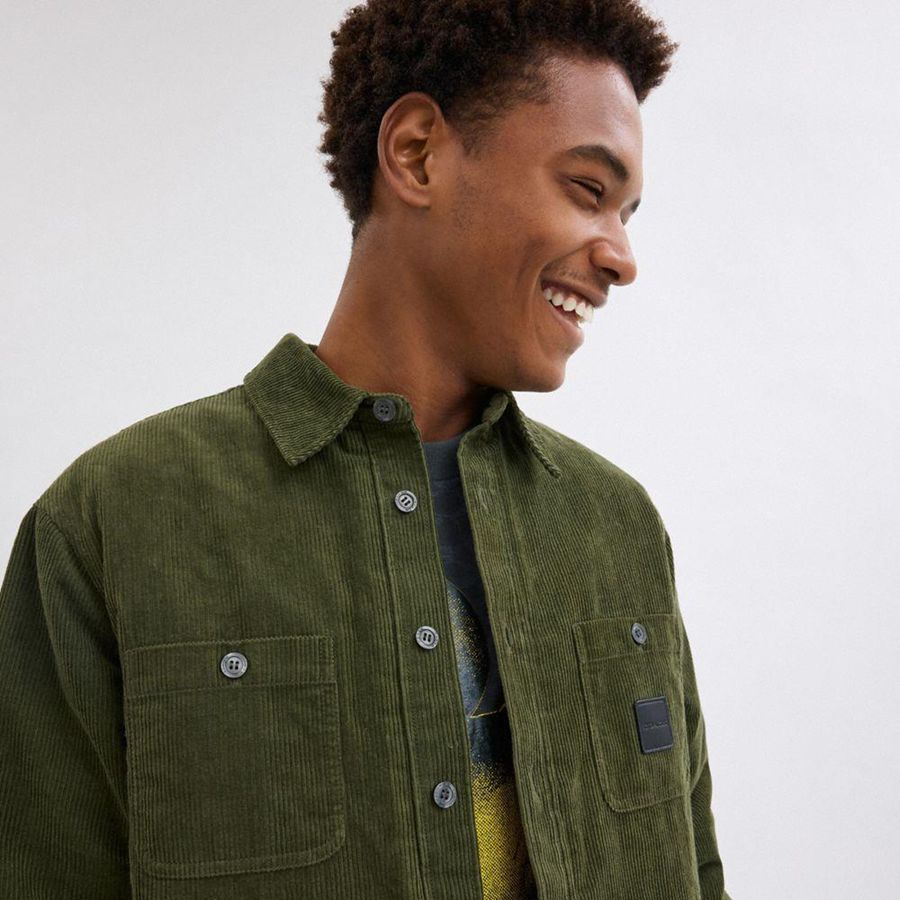 Camisa COACH Corduroy Jacket Masculino Verde Oliva | 89312AONI
