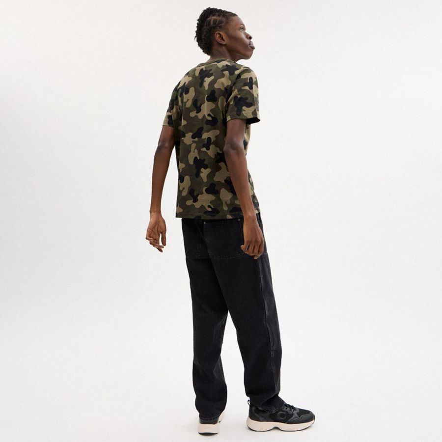 Camiseta COACH Camo Print Masculino Verde Oliva | 76591QLRY