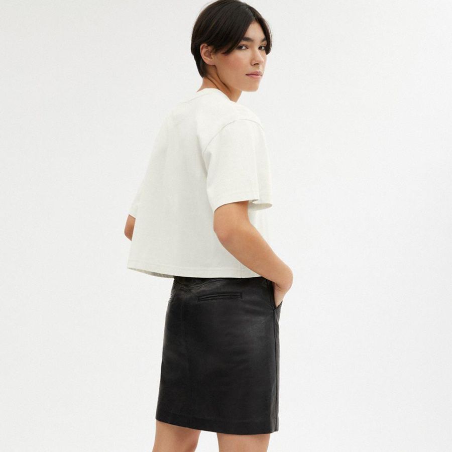 Camiseta COACH Cursive Signature Cropped Feminino Branco | 52403EIJC