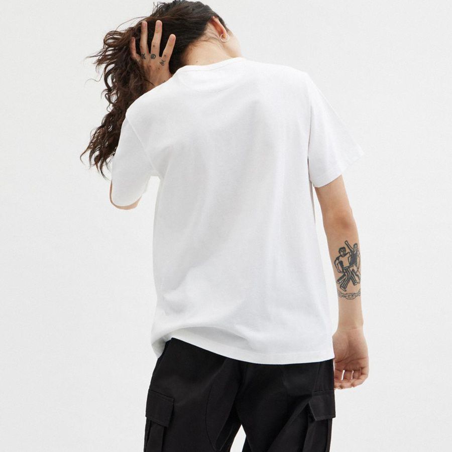 Camiseta COACH Essential Pocket Masculino Branco | 29810QZWI