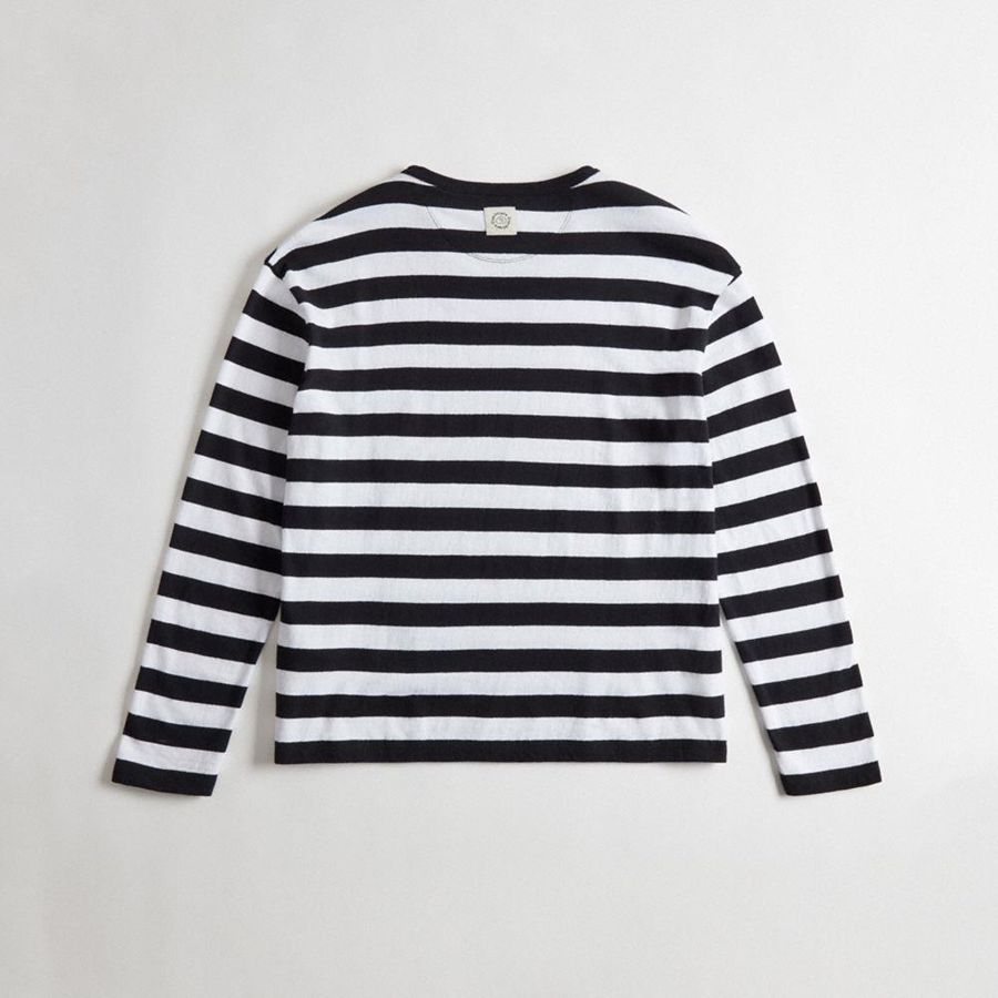 Camiseta COACH Long Sleeve With Stripe Pattern Masculino Pretas | 08159IAKT