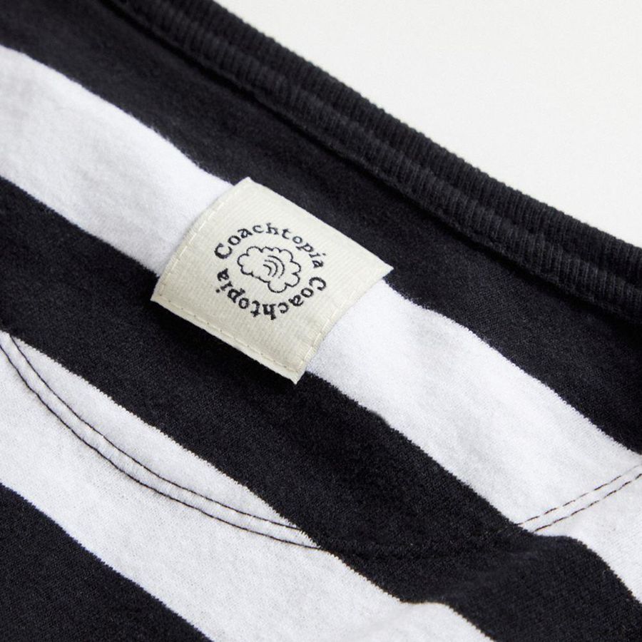 Camiseta COACH Long Sleeve With Stripe Pattern Masculino Pretas | 08159IAKT