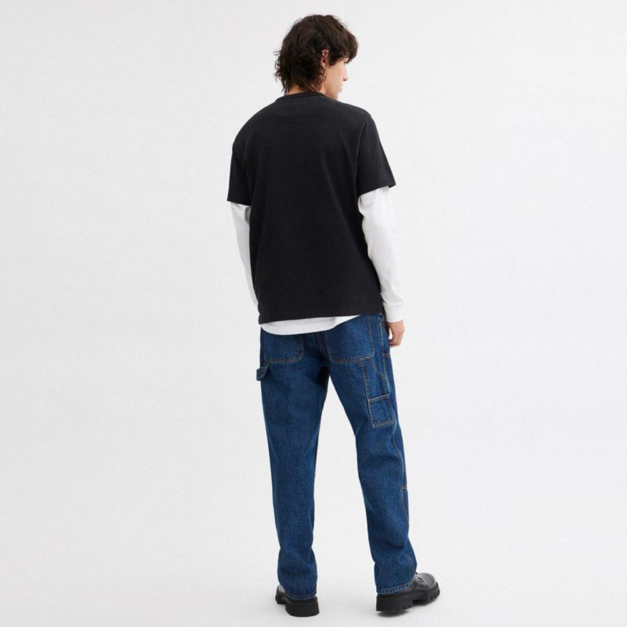 Camiseta COACH New Year Coach Snake Script In Organic Cotton Masculino Pretas | 62859ADPK