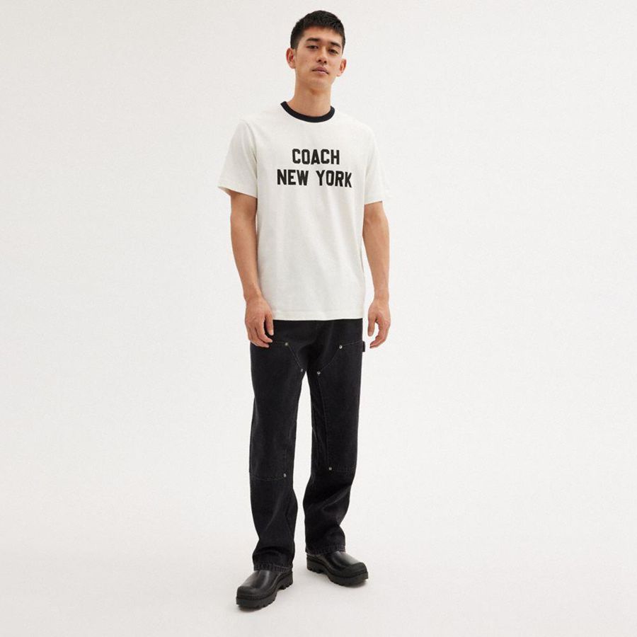 Camiseta COACH New York Masculino Branco | 61354KNDL