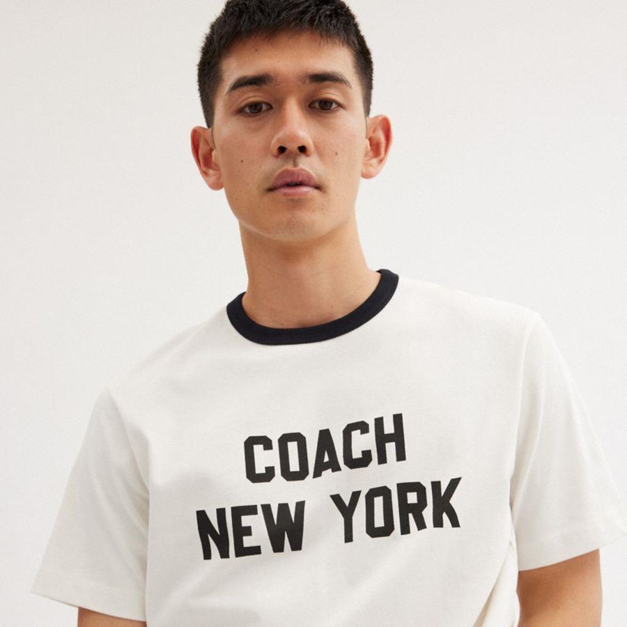 Camiseta COACH New York Masculino Branco | 61354KNDL