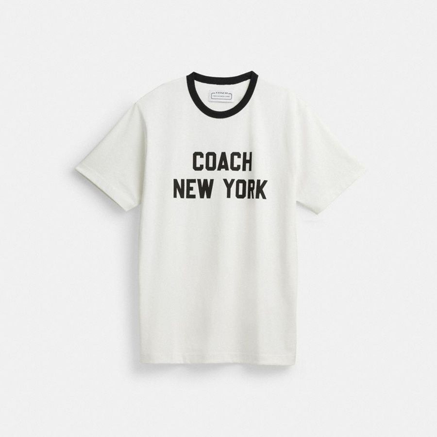 Camiseta COACH New York Masculino Branco | 61354KNDL