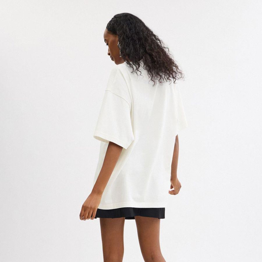 Camiseta COACH Relaxed Graphic In Organic Cotton Feminino Branco | 21734JSCT