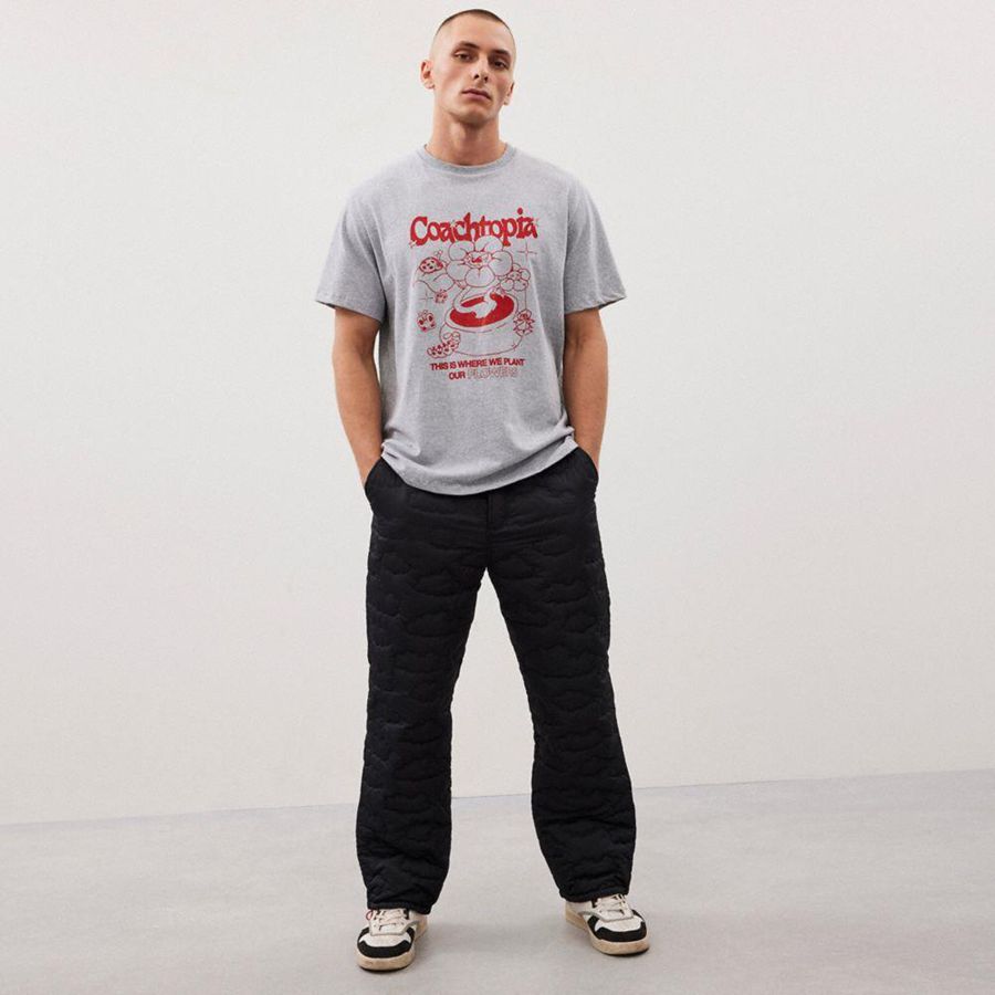 Camiseta COACH Relaxed With Flower Pot Print Masculino Cinzentas | 39265HPTY