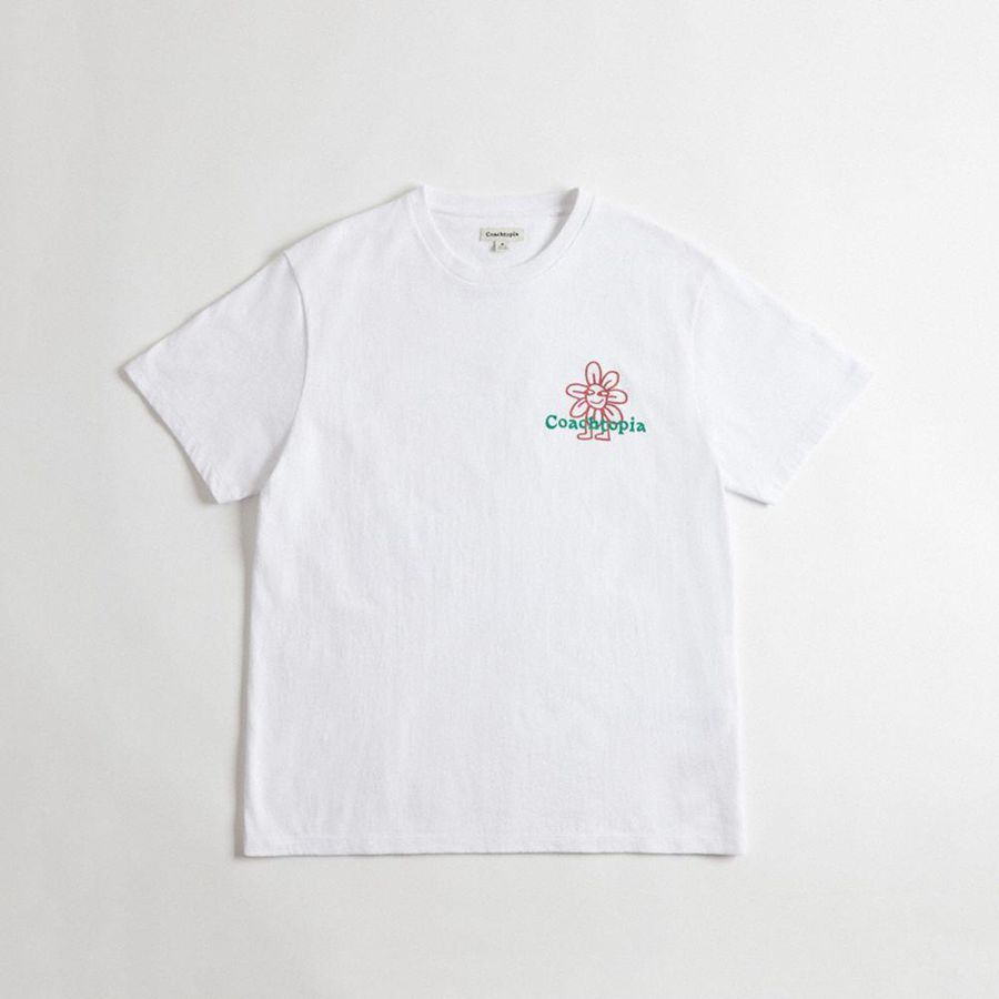 Camiseta COACH Relaxed With Flower Print Masculino Branco | 17354GDBW
