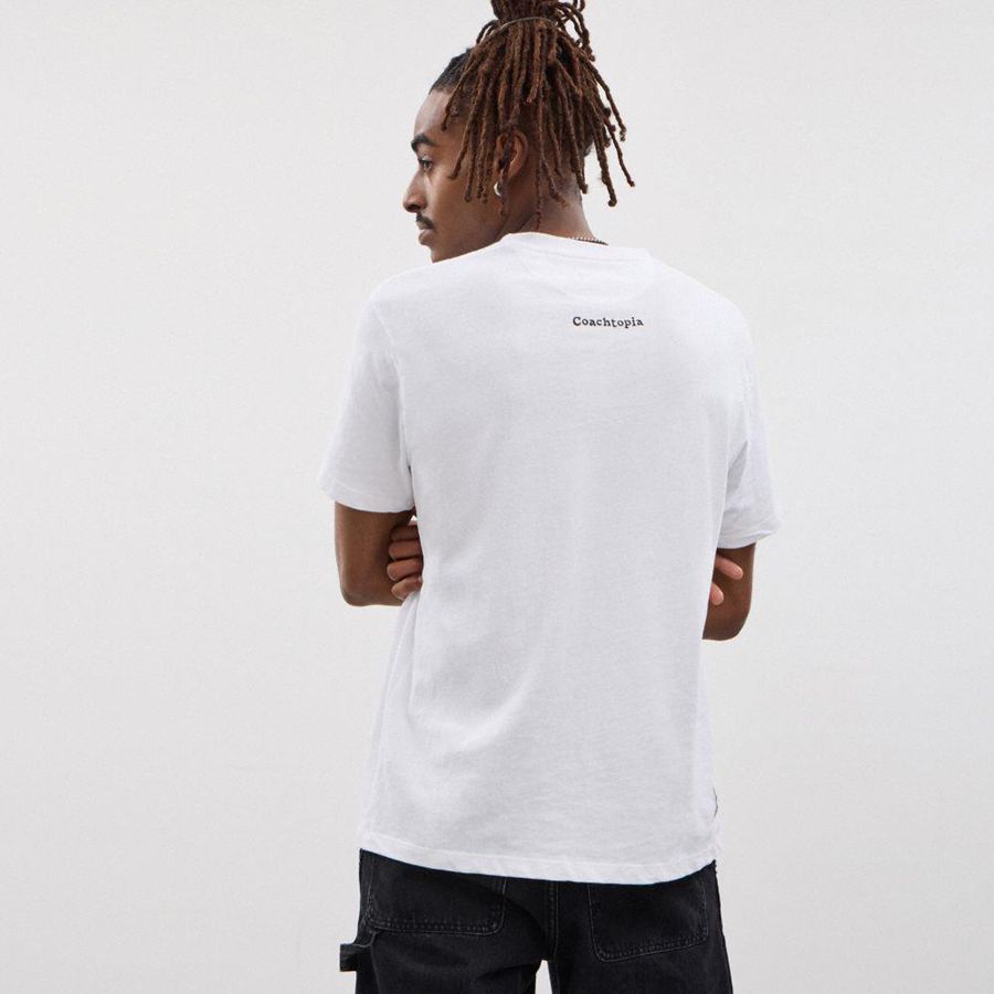 Camiseta COACH Relaxed With Wasty Print Masculino Branco | 43962VACS