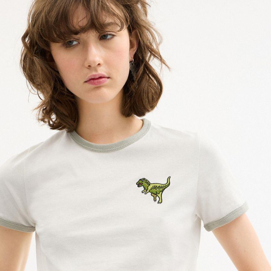 Camiseta COACH Rexy Ringer Feminino Branco | 75849VXHR