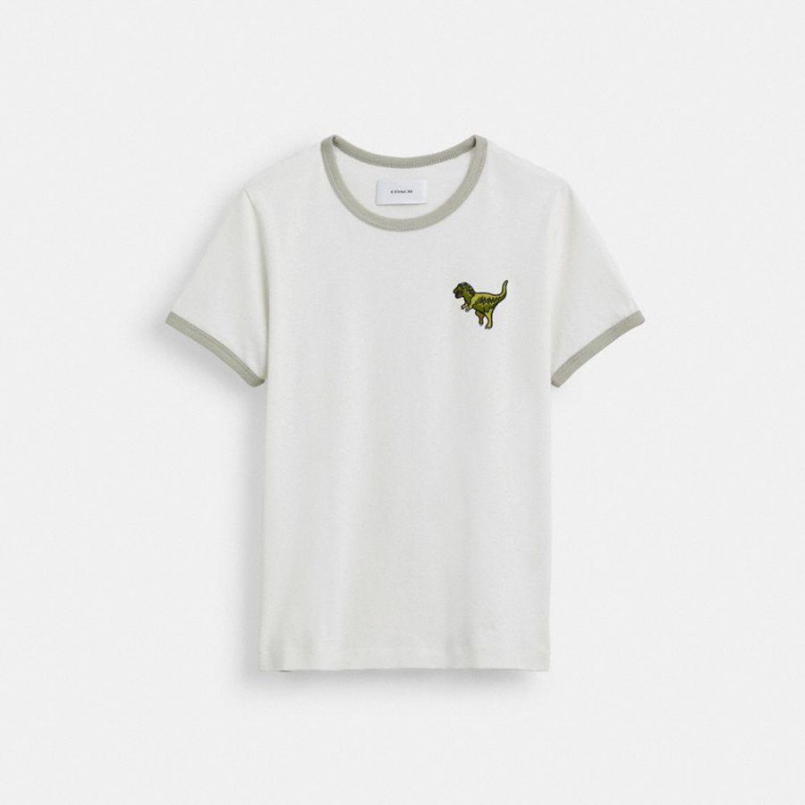 Camiseta COACH Rexy Ringer Feminino Branco | 75849VXHR
