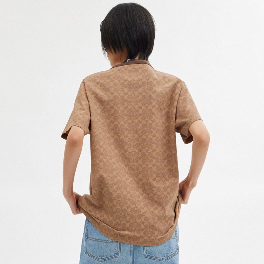 Camiseta COACH Signature Feminino Marrom | 14792NIJY