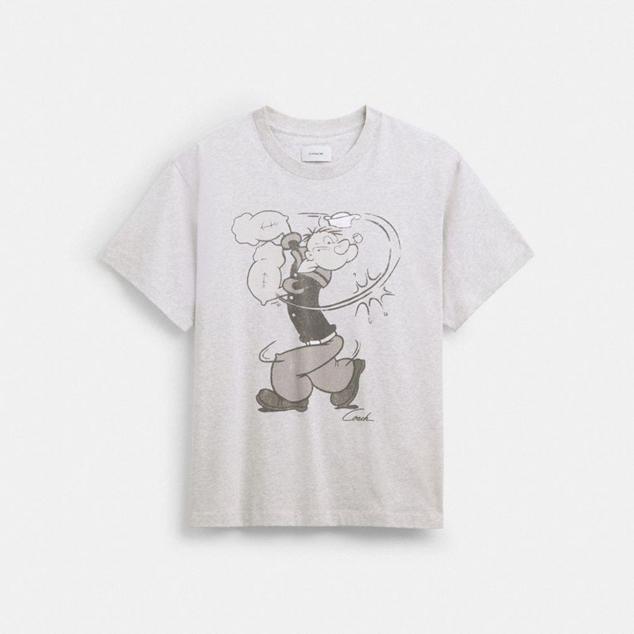 Camiseta COACH X Popeye Feminino Branco | 04516RLWK