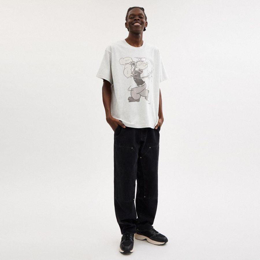Camiseta COACH X Popeye Masculino Branco | 29018HIJF