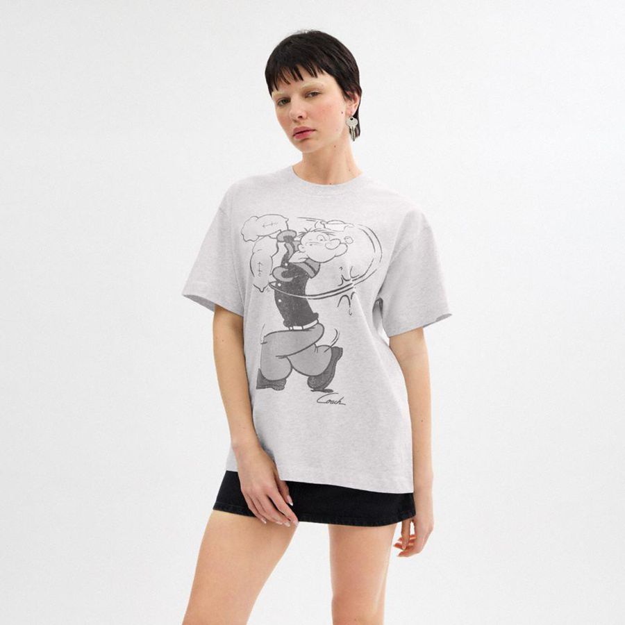Camiseta COACH X Popeye Masculino Branco | 29018HIJF