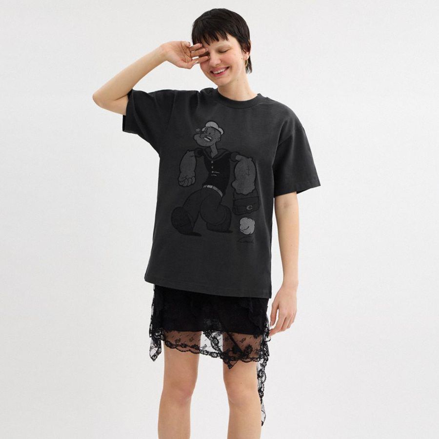 Camiseta COACH X Popeye Relaxed Masculino Pretas | 09248XWUN