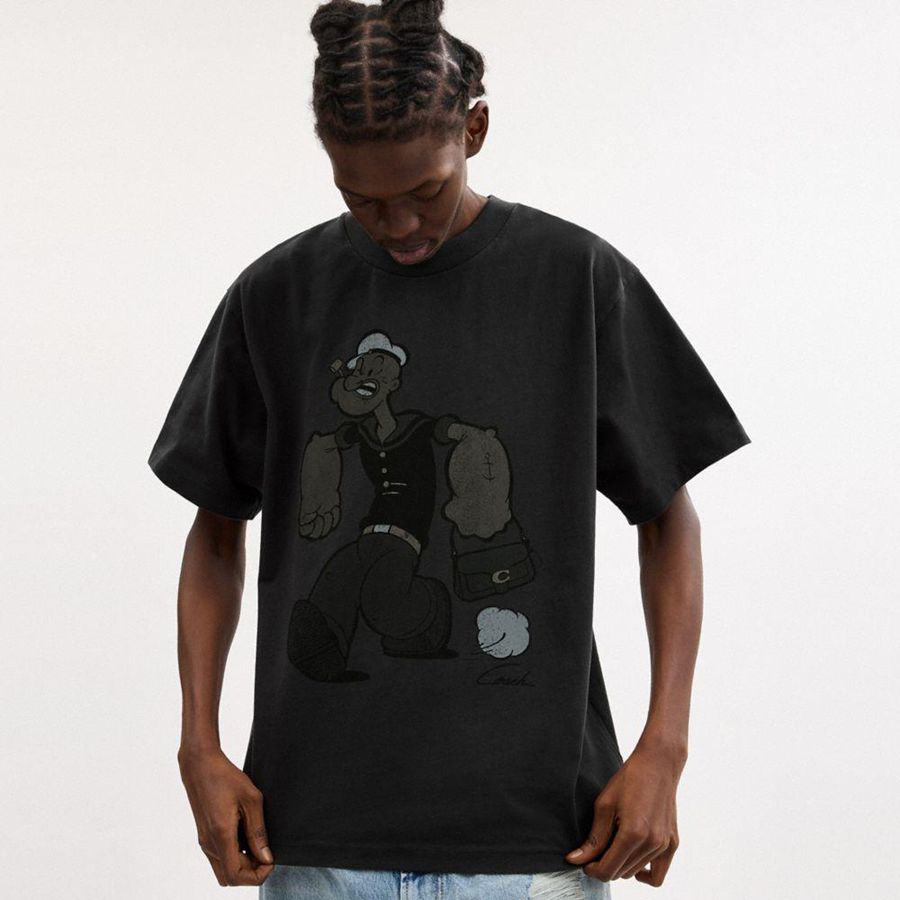 Camiseta COACH X Popeye Relaxed Masculino Pretas | 09248XWUN