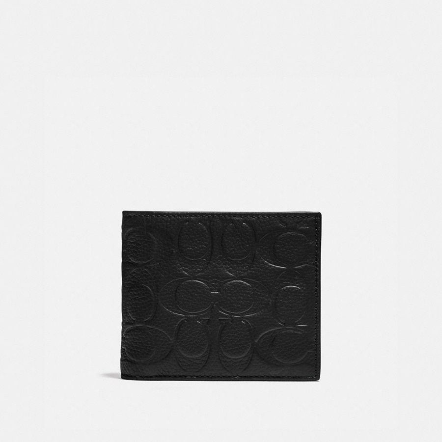 Carteira COACH 3 In 1 In Signature Leather Masculino Pretas | 48670DVOF