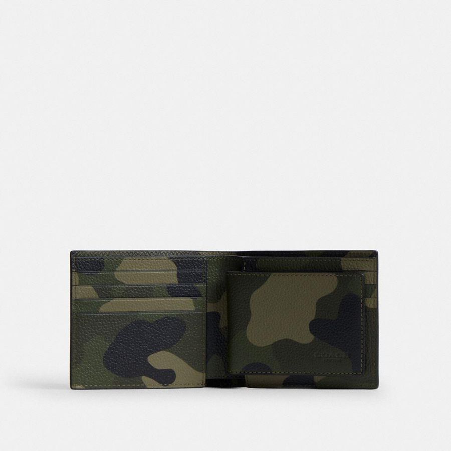 Carteira COACH 3 In 1 With Camo Print And Coach Graphic Masculino Verdes | 21086VNRF