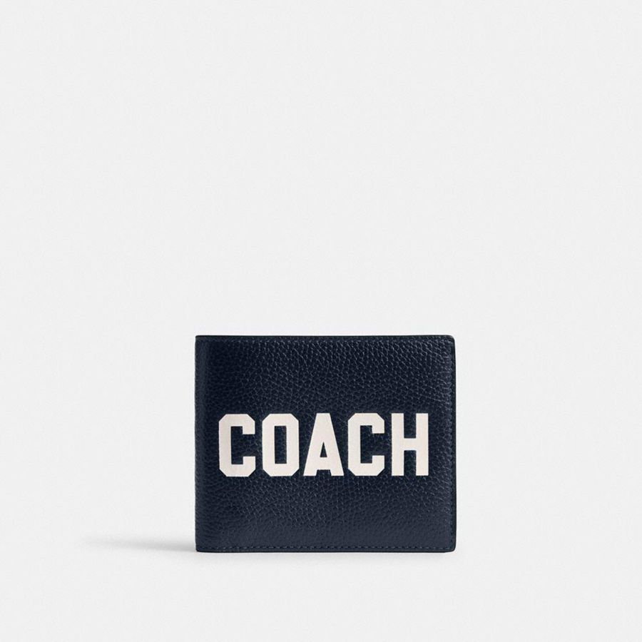 Carteira COACH 3 In 1 With Coach Graphic Masculino Azul Marinho | 46097VXCH