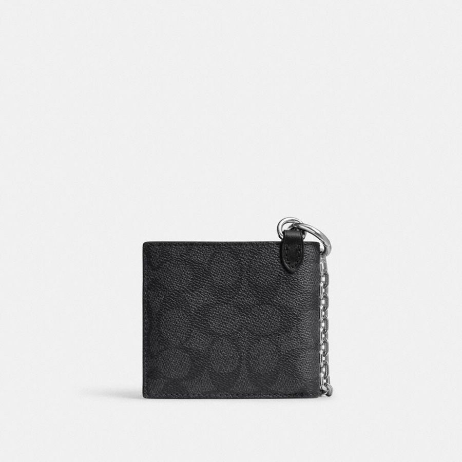 Carteira COACH Billfold With Chain In Signature Canvas Masculino Cinzentas | 62715TKYI