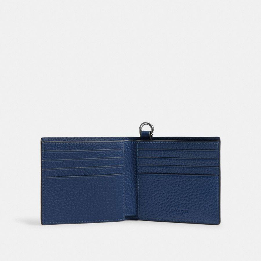 Carteira COACH Billfold With Chain Masculino Azuis | 65190TPRY