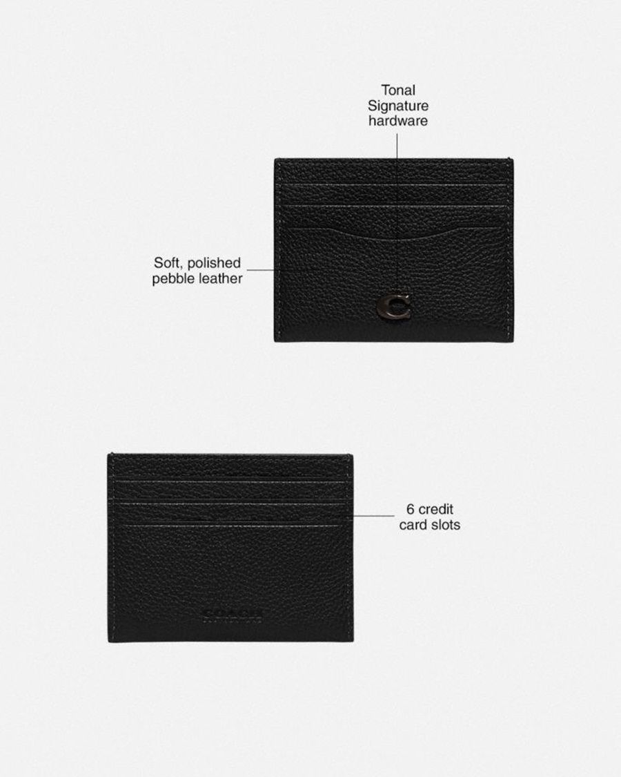 Carteira COACH Card Case Masculino Pretas | 86752SUDX