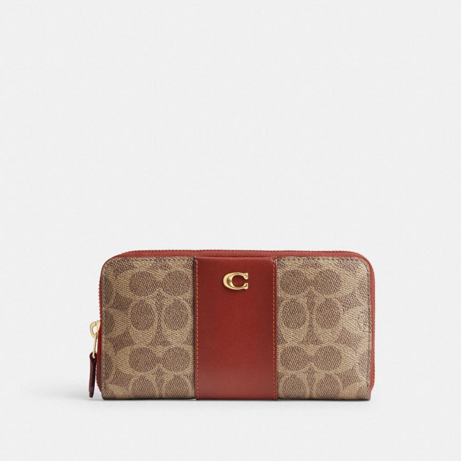 Carteira COACH Essential Accordion Zip In Colorblock Signature Canvas Feminino Marrom | 78235CKJT