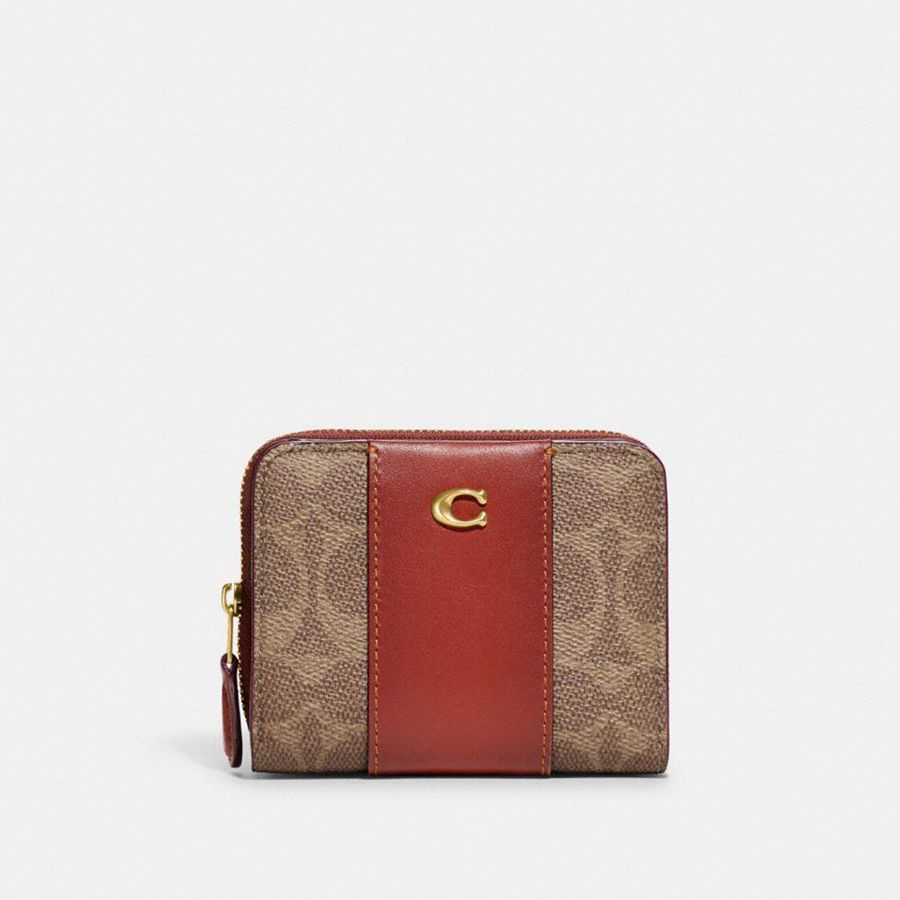 Carteira COACH Essential Billfold In Colorblock Signature Canvas Feminino Marrom | 27068JCGK