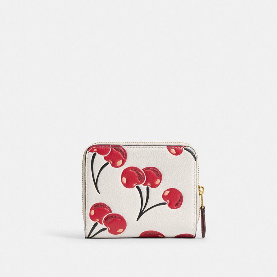 Carteira COACH Essential Billfold With Cherry Print Feminino Branco | 87610BFXR