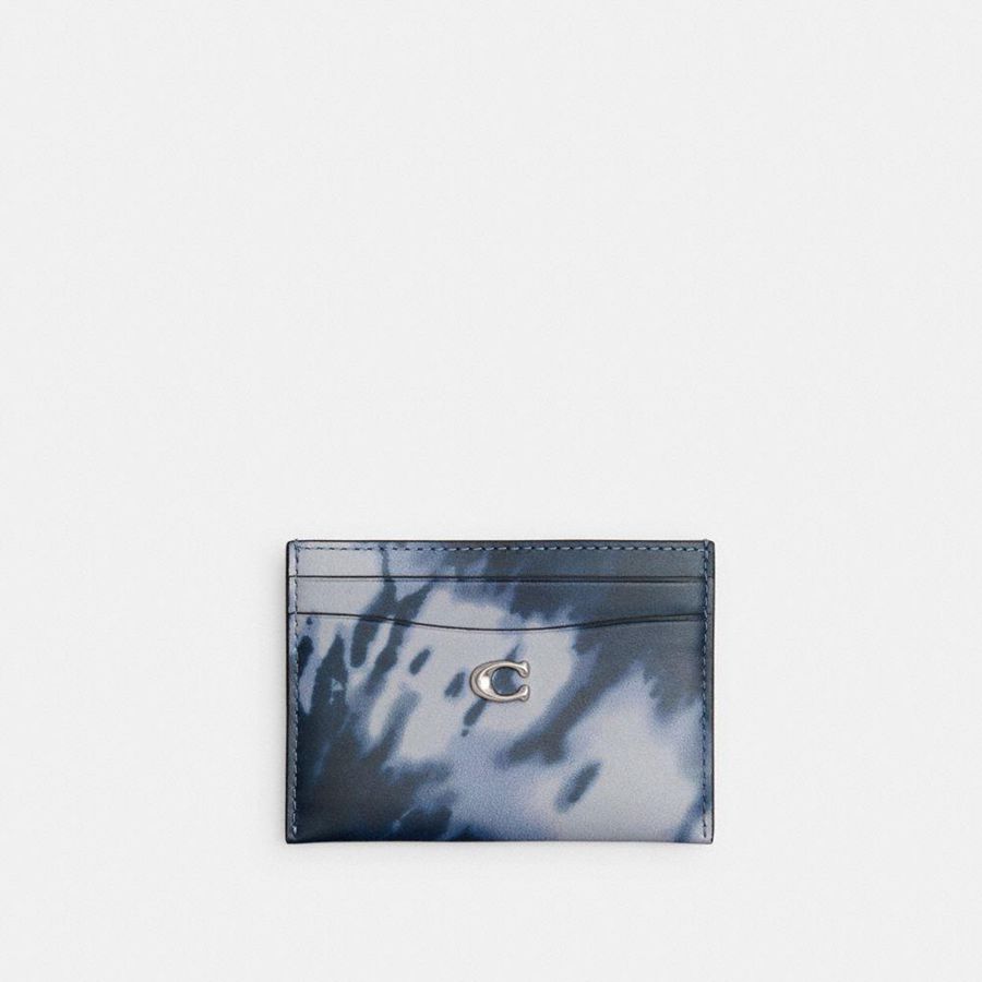 Carteira COACH Essential Card Case With Tie Dye Print Feminino Azul Marinho | 72361UVEI