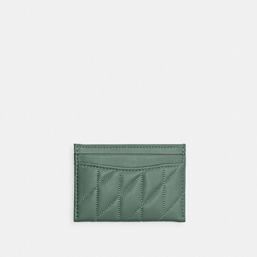 Carteira COACH Essential Card Case With Pillow Quilting Feminino Verde Oliva | 86529BHOC