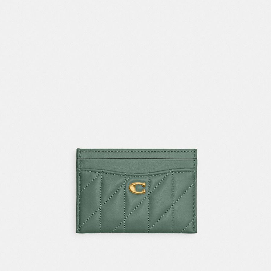Carteira COACH Essential Card Case With Pillow Quilting Feminino Verde Oliva | 86529BHOC