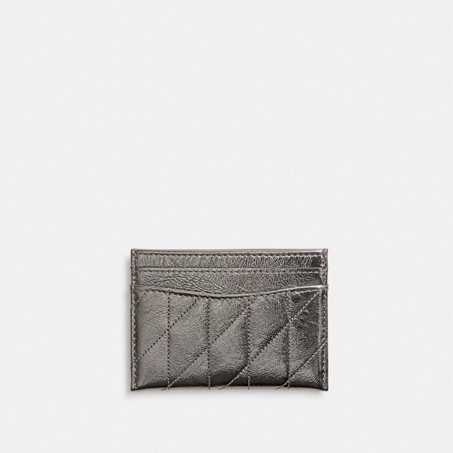 Carteira COACH Essential Card Case With Quilting Feminino Prateadas | 38540NDKW