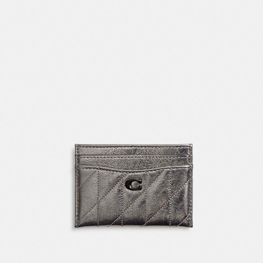 Carteira COACH Essential Card Case With Quilting Feminino Prateadas | 38540NDKW