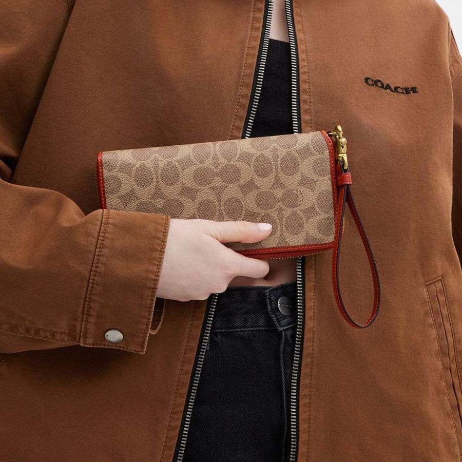Carteira COACH Essential Continental In Signature Canvas Feminino Marrom | 73952LKPD