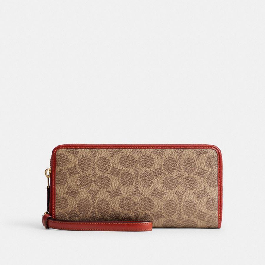 Carteira COACH Essential Continental In Signature Canvas Feminino Marrom | 73952LKPD