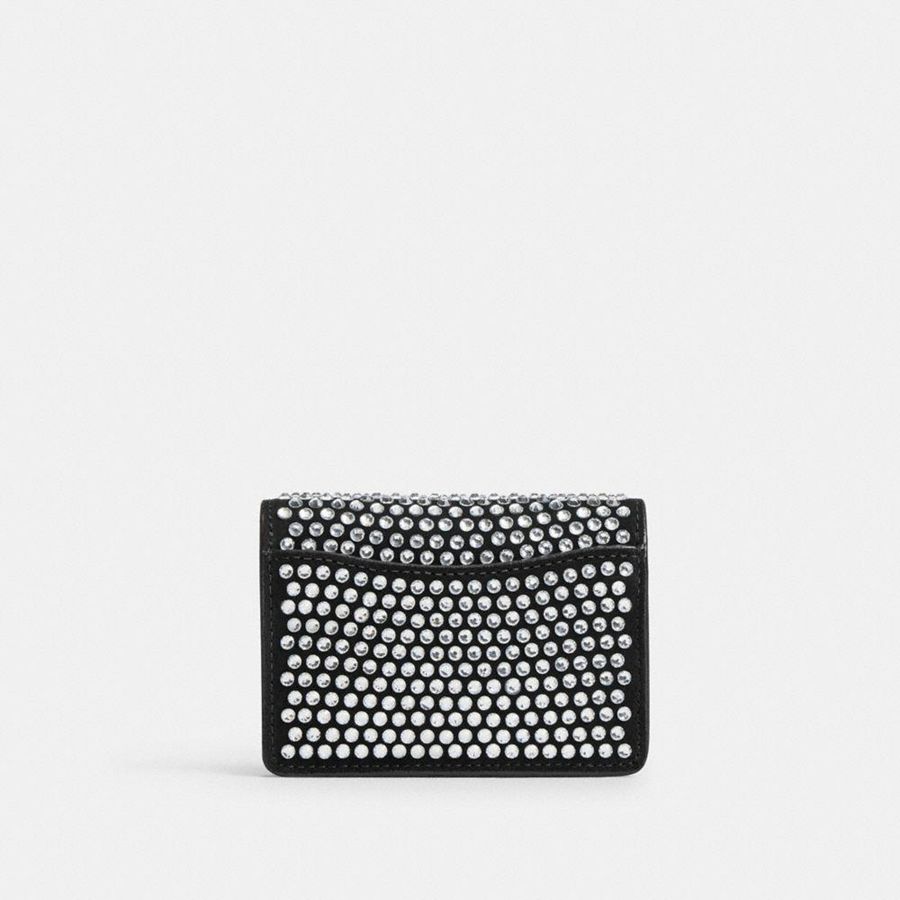 Carteira COACH Essential Half Flap Card Case With Crystal Feminino Prateadas | 78935TJOR